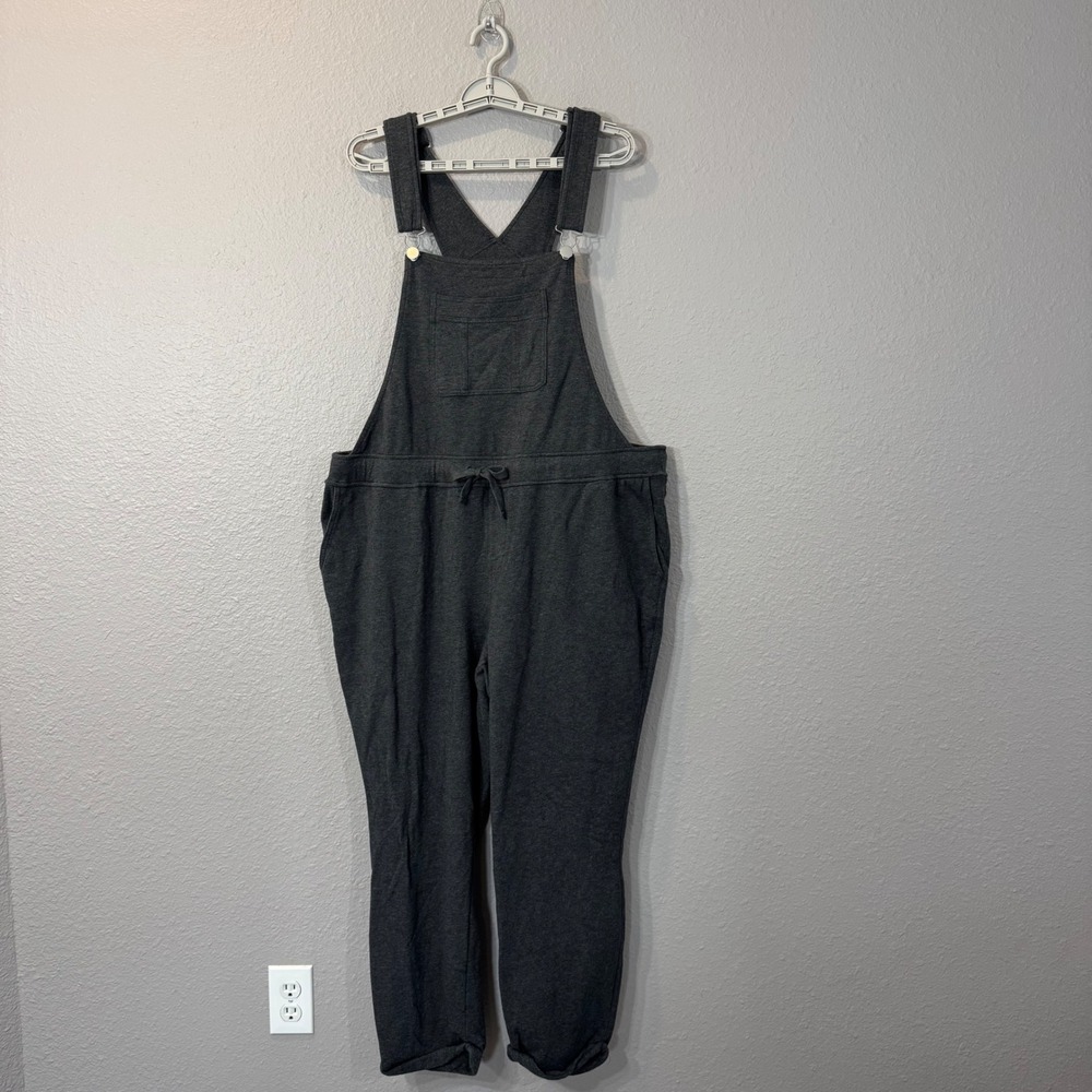 Torrid Women's Size 1X Charcoal Grey French Terry Knit Overalls Tie Waist